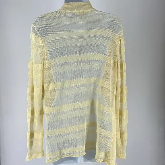 Eileen Fisher Yellow Striped Lightweight Cardigan - Picture 2 of 4